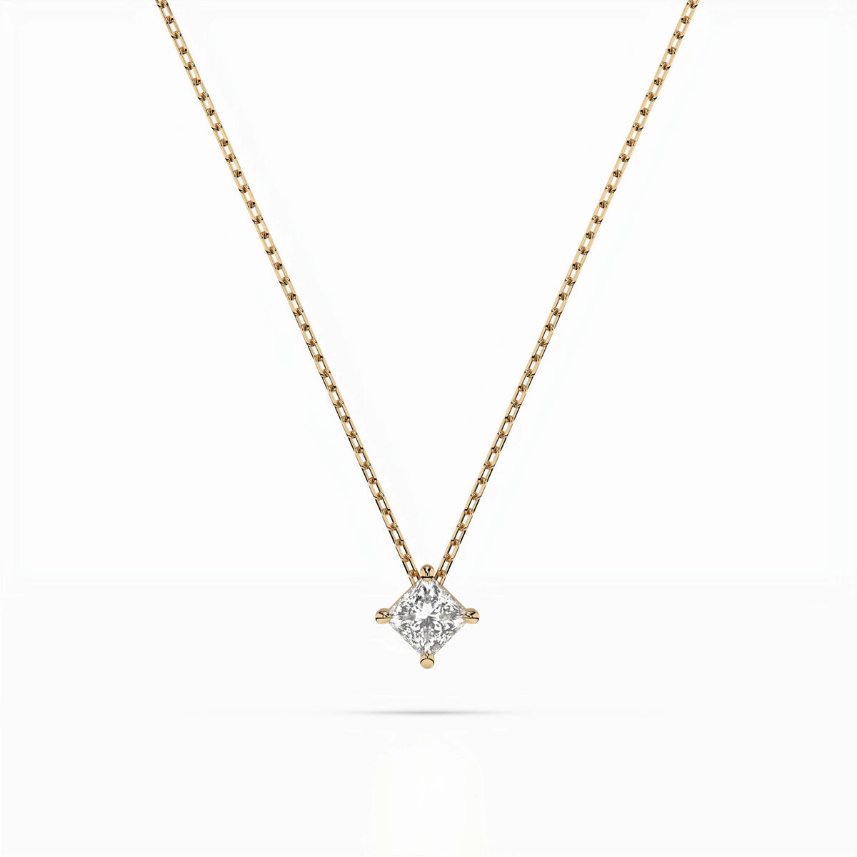 Colier din Aur cu Diamant, Forma Princess, 0,10 CT