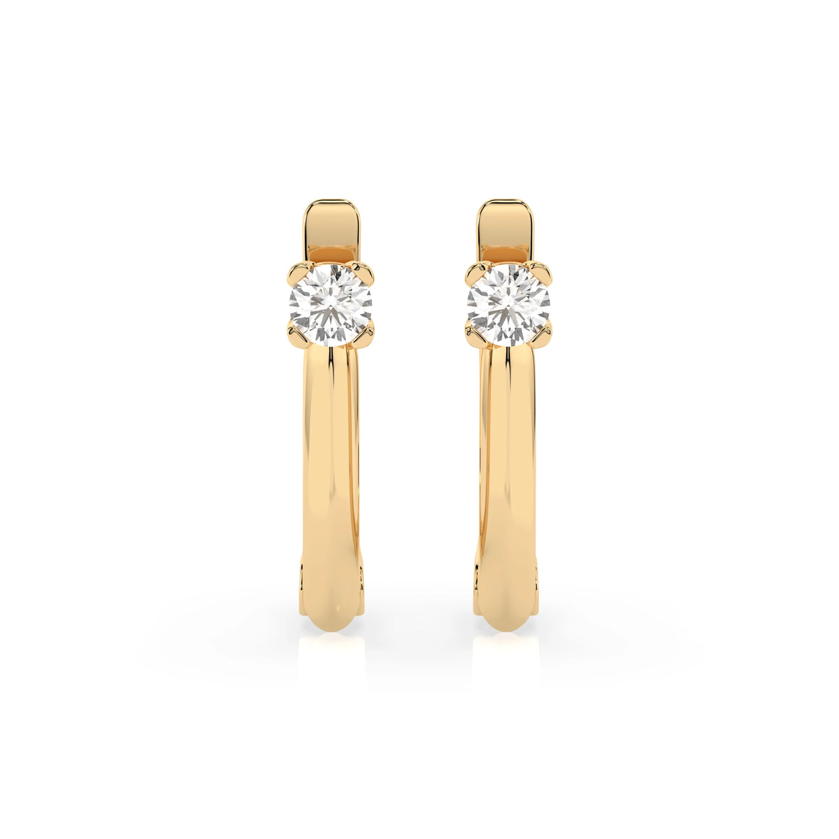 Cercei din Aur cu Diamante, Forma Rotund Briliant, 0,12 CT