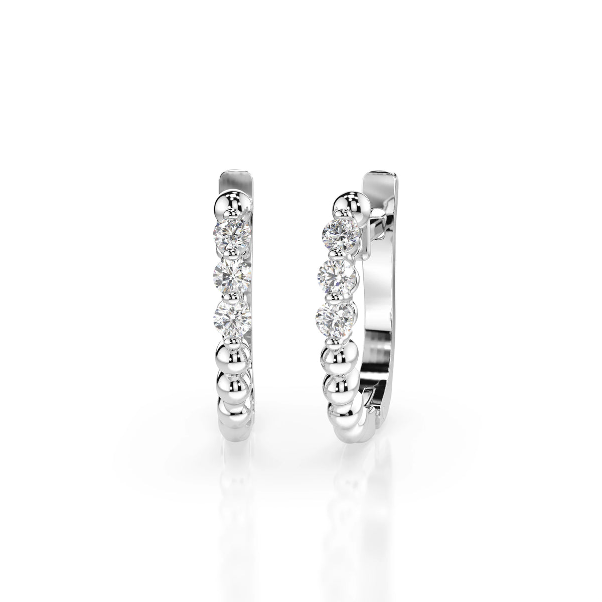 Cercei din Aur cu Diamante, Forma Rotund Briliant, 0,18 CT