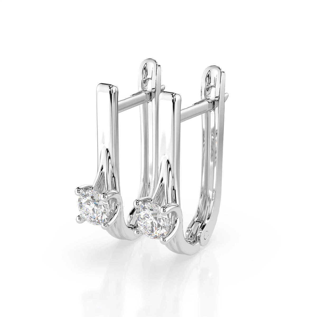 Cercei din Aur cu Diamante, Forma Rotund Briliant, 0,20 CT
