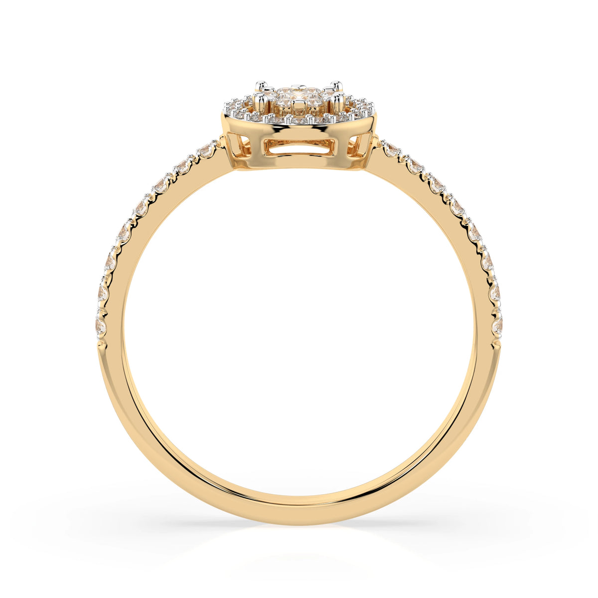 Inel din Aur cu Diamante, Forma Rotund Briliant, 0,37 CT