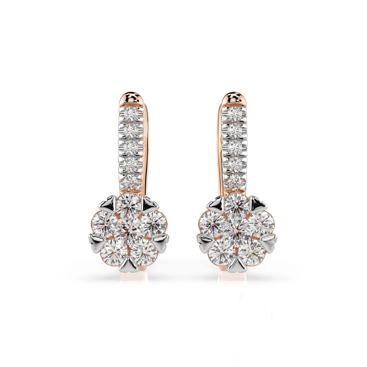 Cercei din Aur cu Diamante, Forma Rotund Briliant, 0,50 CT