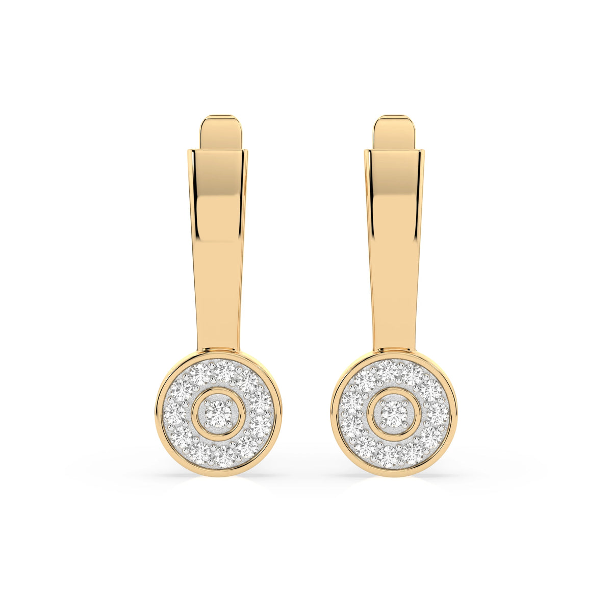 Cercei din Aur cu Diamante, Forma Rotund Briliant, 0,15 CT