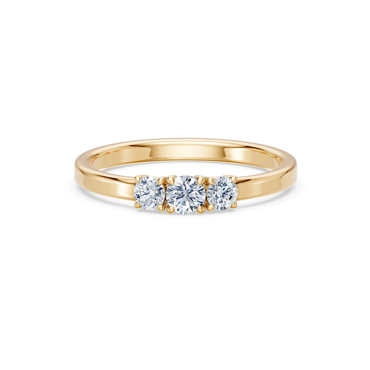 Inel de Logodnă din Aur cu Diamant Central Rotund Briliant și Diamante Laterale 0,33 CT