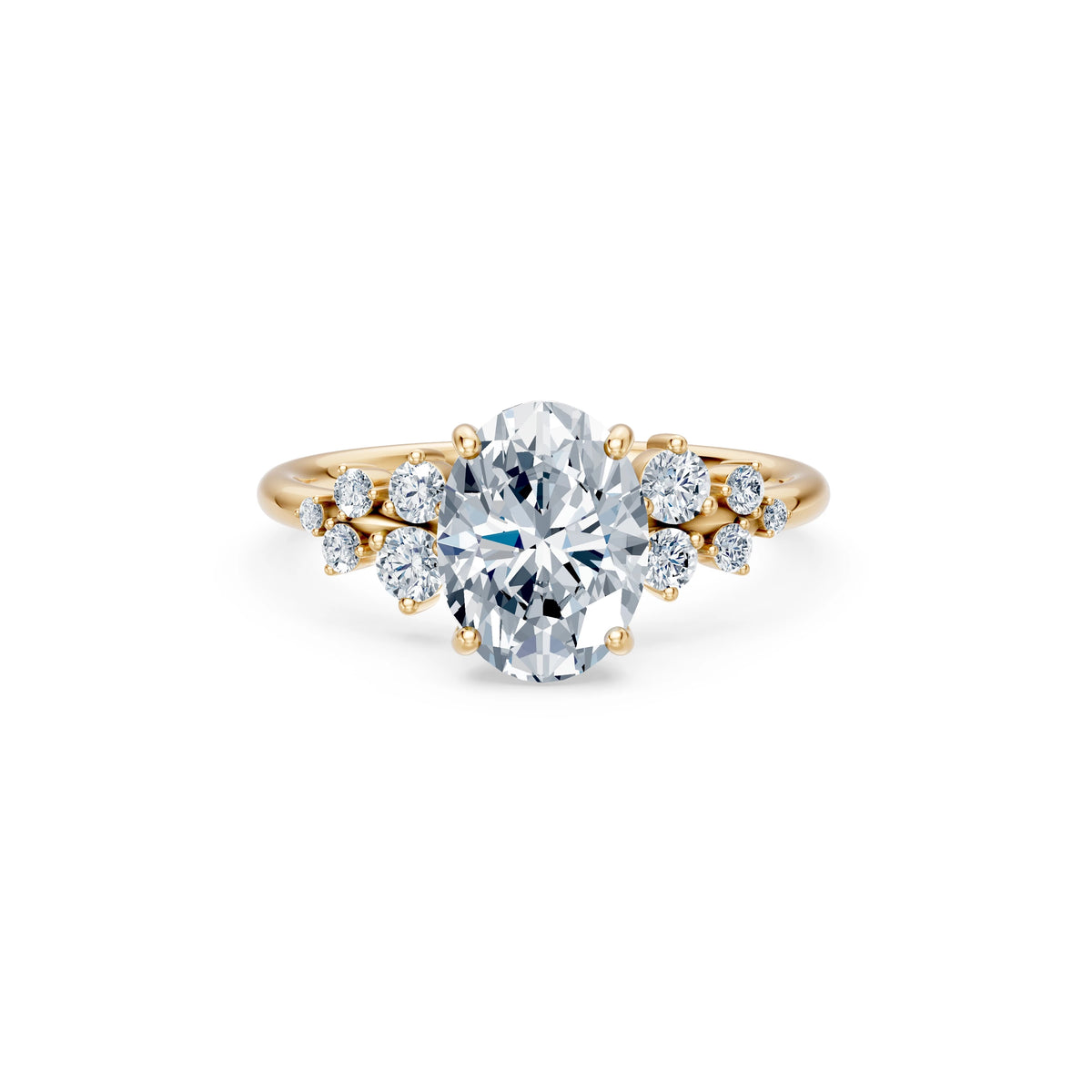 Inel de Logodnă din Aur cu Diamant Central Oval și Diamante Laterale 2,36 CT
