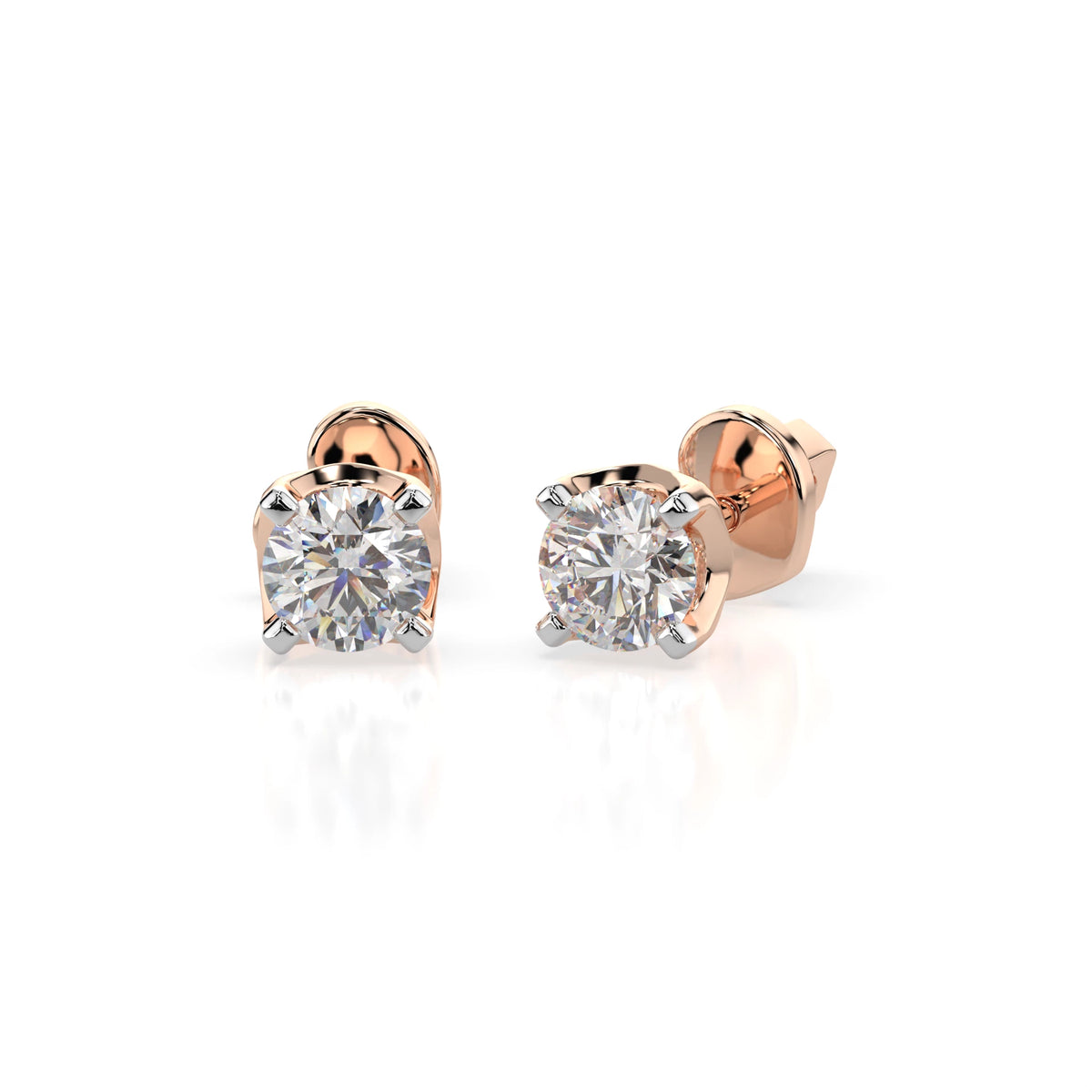 Cercei din Aur cu Diamante, Forma Rotund Briliant, 0,40 CT