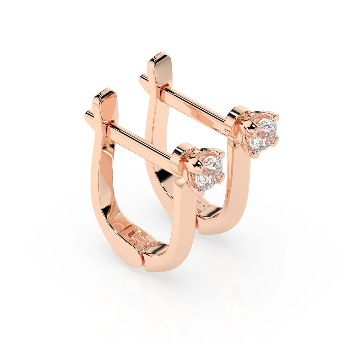 Cercei din Aur cu Diamante, Forma Rotund Briliant, 0,20 CT