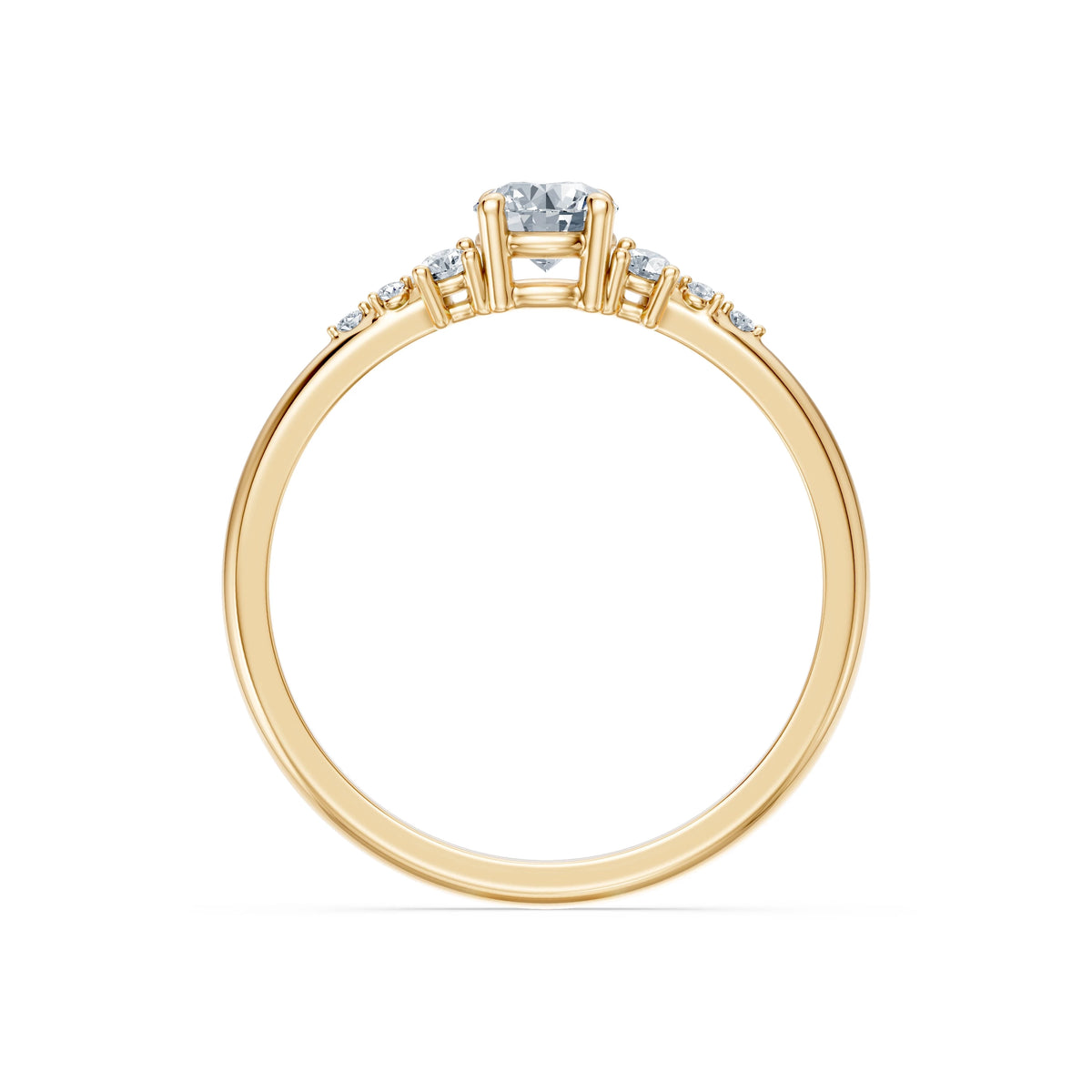 Inel de Logodnă din Aur cu Diamant Central Rotund Briliant și Diamante Laterale 0,46 CT