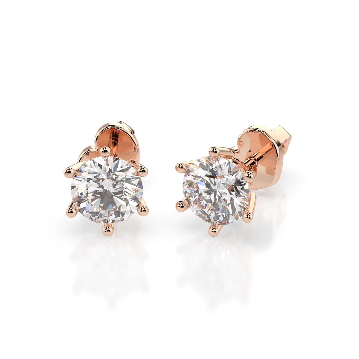 Cercei din Aur cu Diamante, Forma Rotund Briliant, 0,80 CT