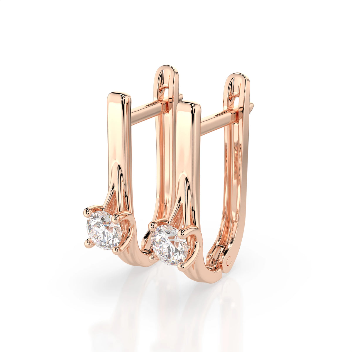 Cercei din Aur cu Diamante, Forma Rotund Briliant, 0,20 CT