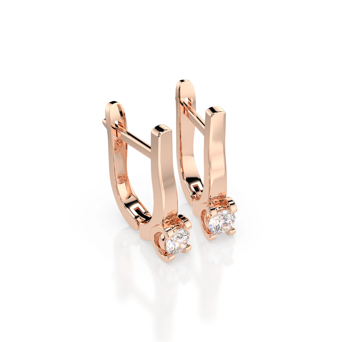 Cercei din Aur cu Diamante, Forma Rotund Briliant, 0,20 CT