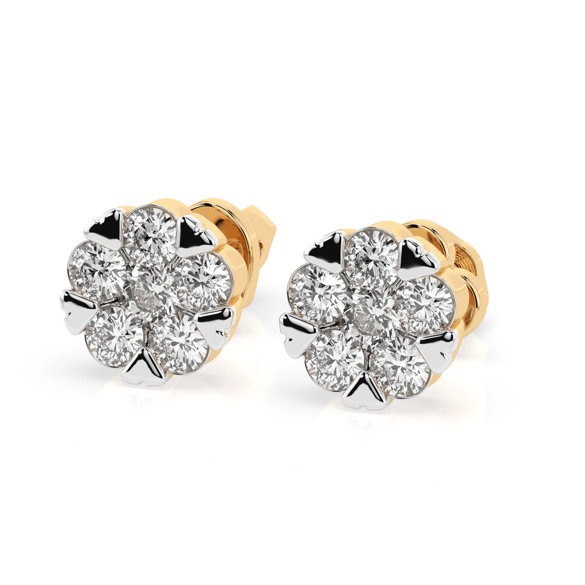 Cercei din Aur cu Diamante, Forma Rotund Briliant, 1,17 CT