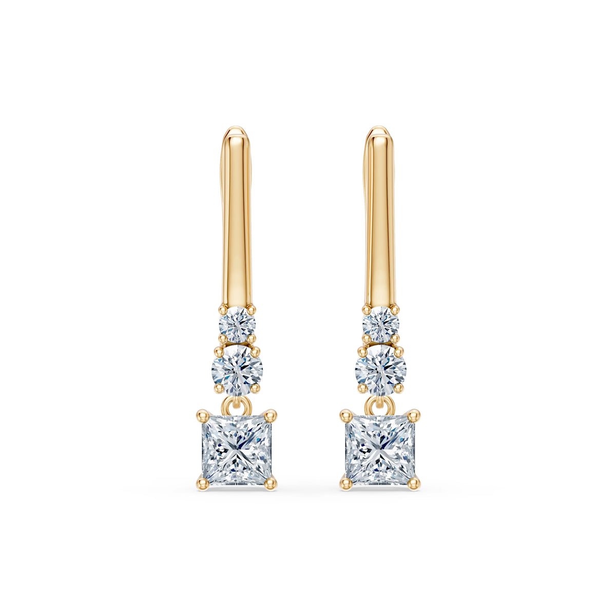Cercei din Aur cu Diamante, Forma Princess, 0,81 CT