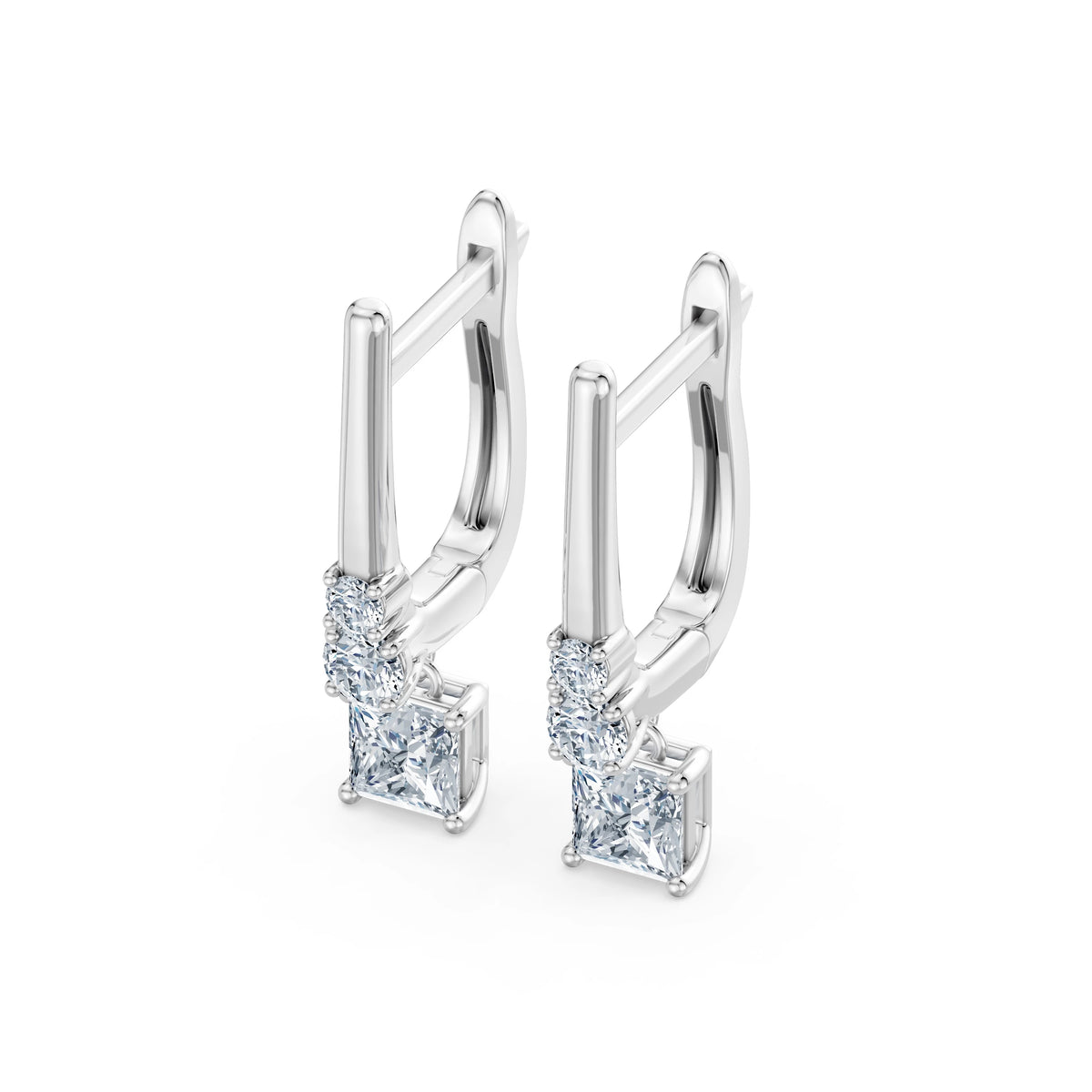 Cercei din Aur cu Diamante, Forma Princess, 0,81 CT