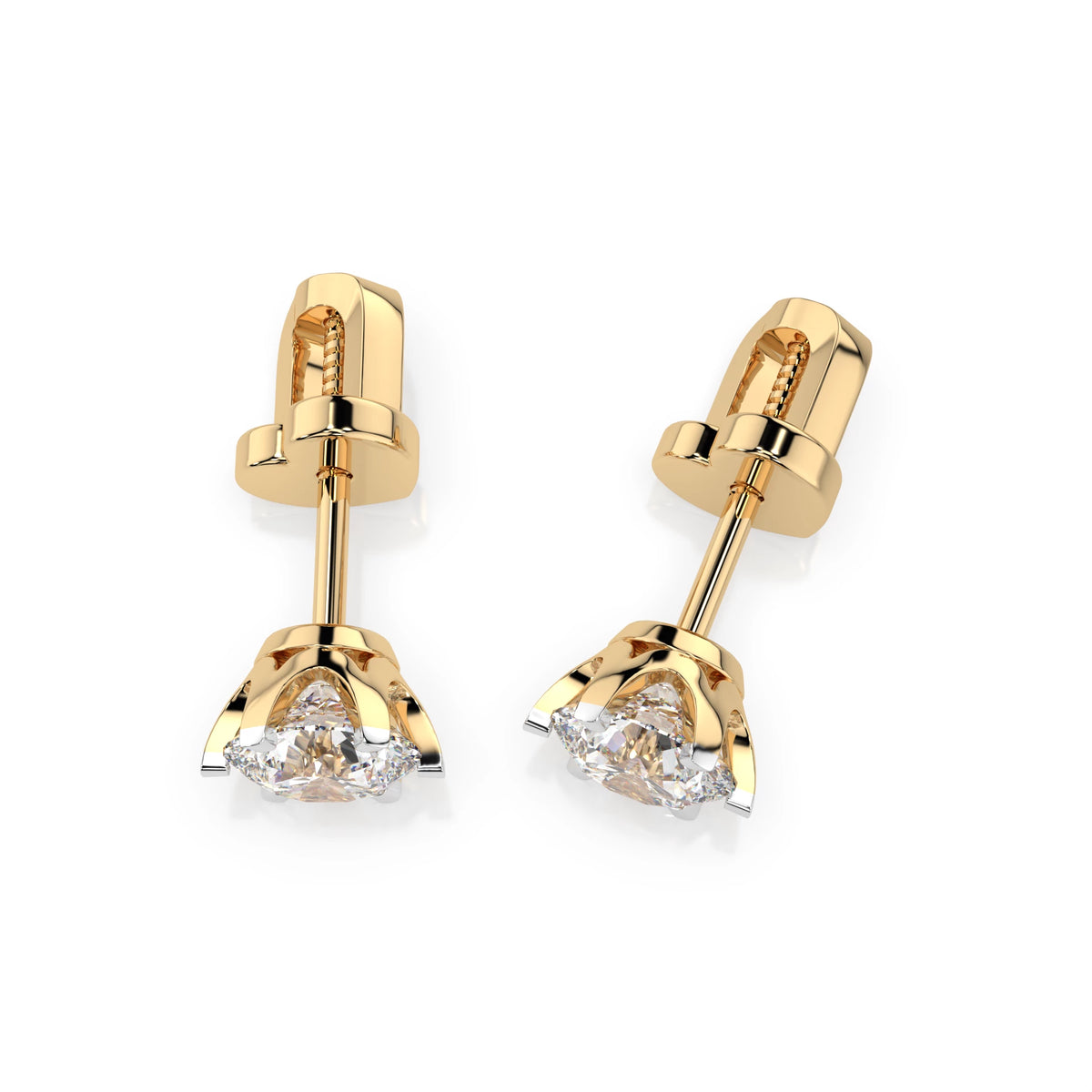 Cercei din Aur cu Diamante, Forma Rotund Briliant, 0,90 CT
