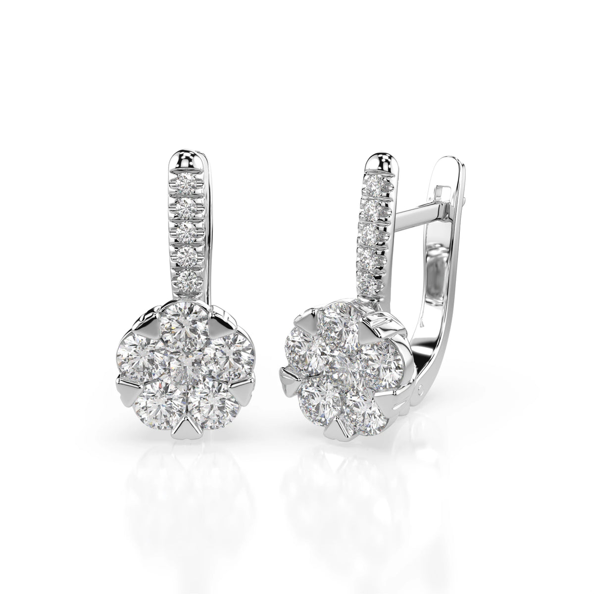 Cercei din Aur cu Diamante, Forma Rotund Briliant, 1,25 CT