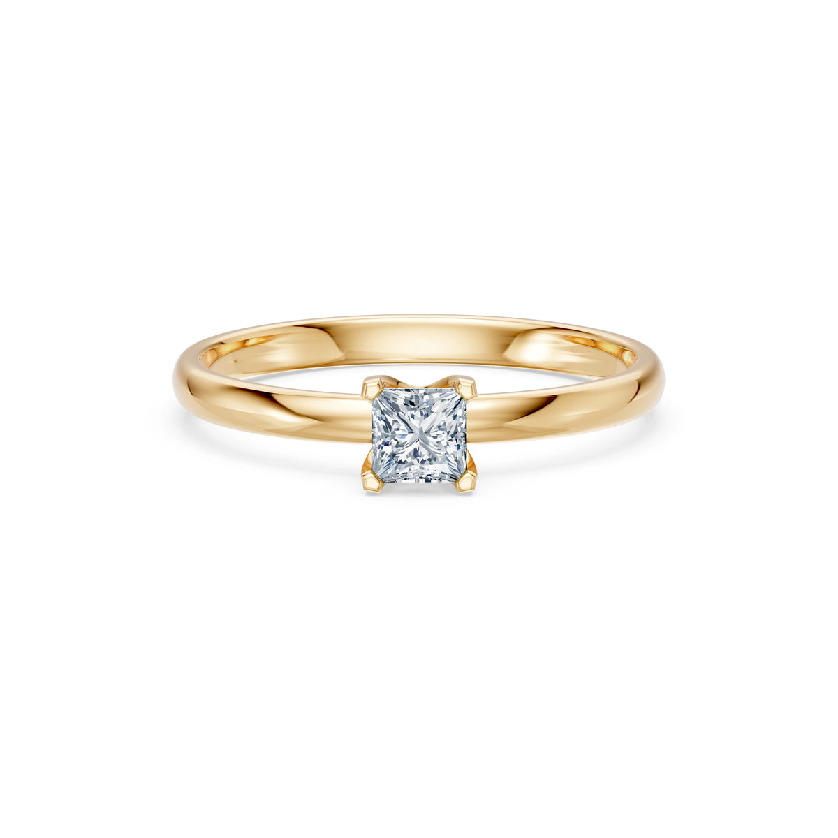 Inel de Logodnă Solitaire din Aur, Diamant Princess 0,30 CT