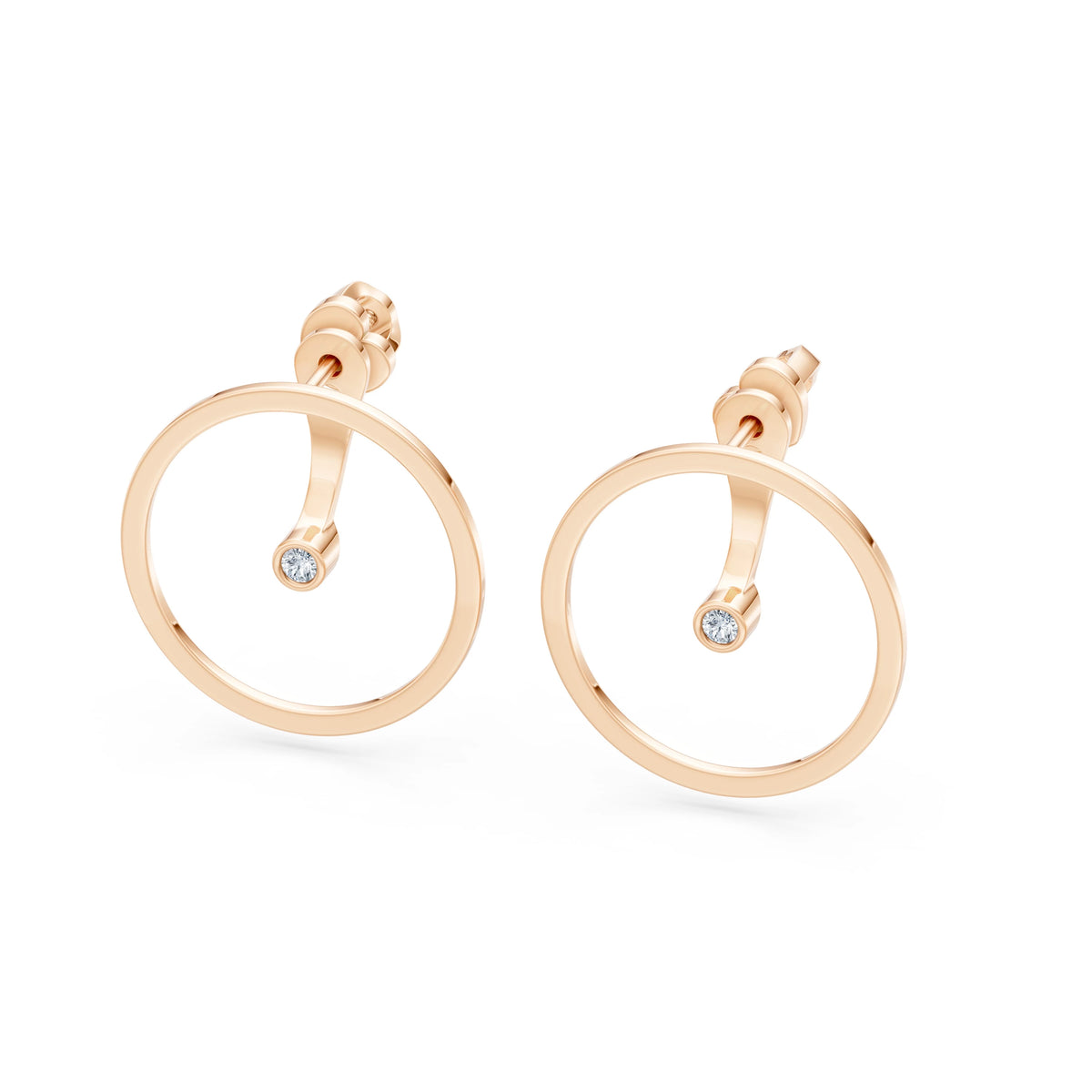 Cercei din Aur cu Diamante, Forma Rotund Briliant, 0,06 CT