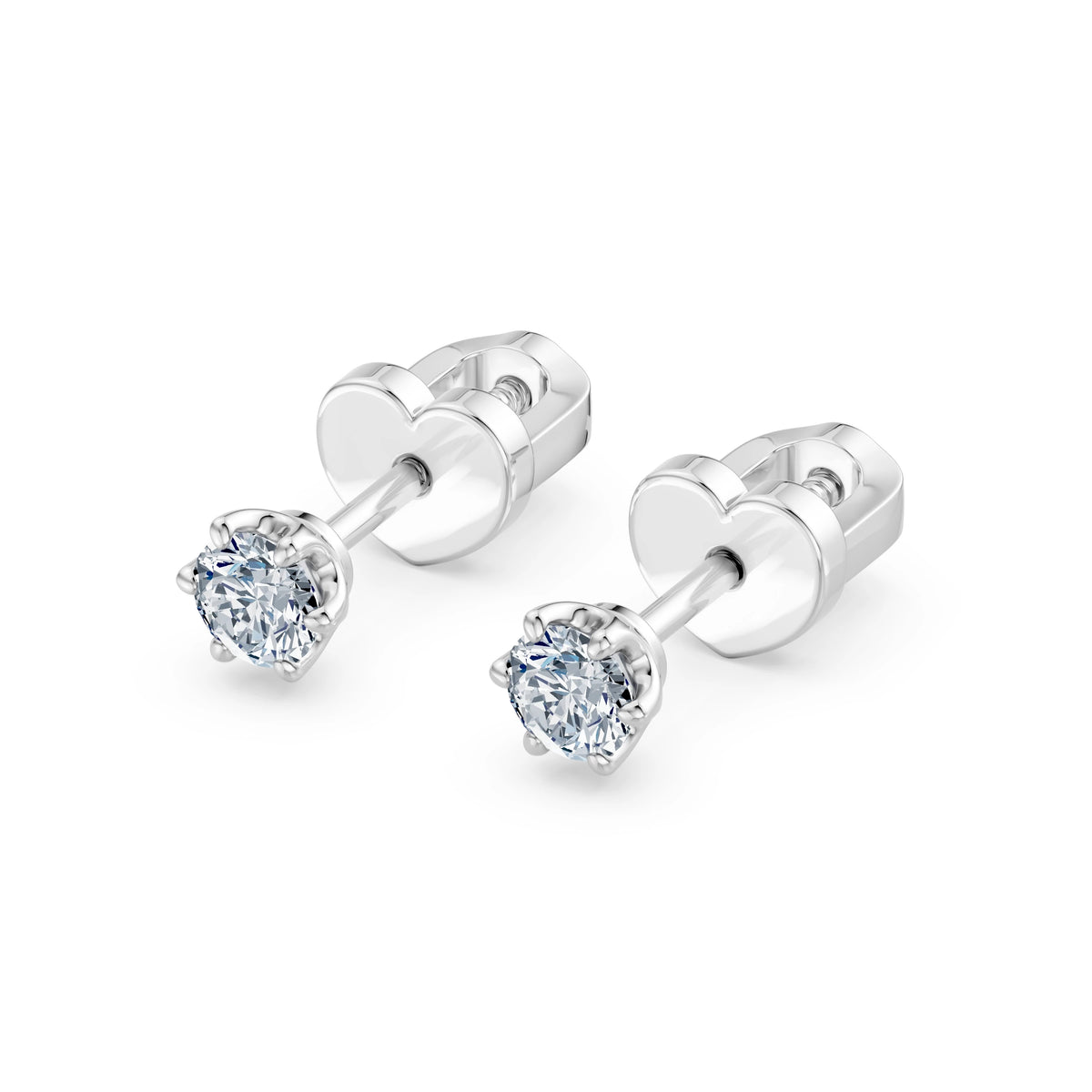 Cercei din Aur cu Diamante, Forma Rotund Briliant, 0,20 CT