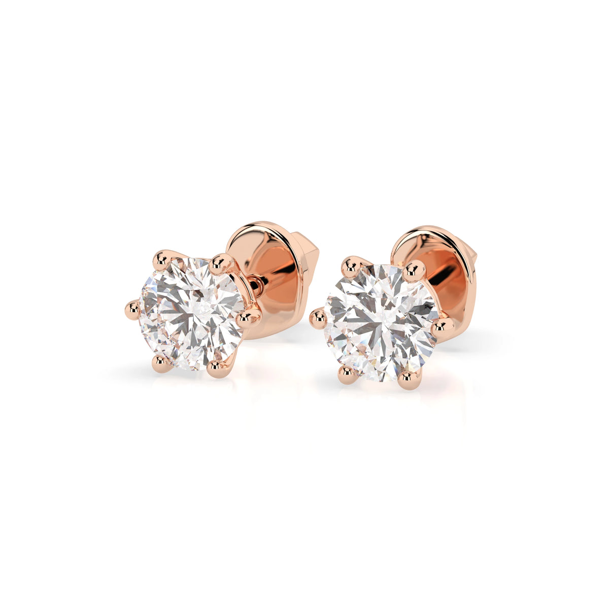Cercei din Aur cu Diamante, Forma Rotund Briliant, 0,60 CT
