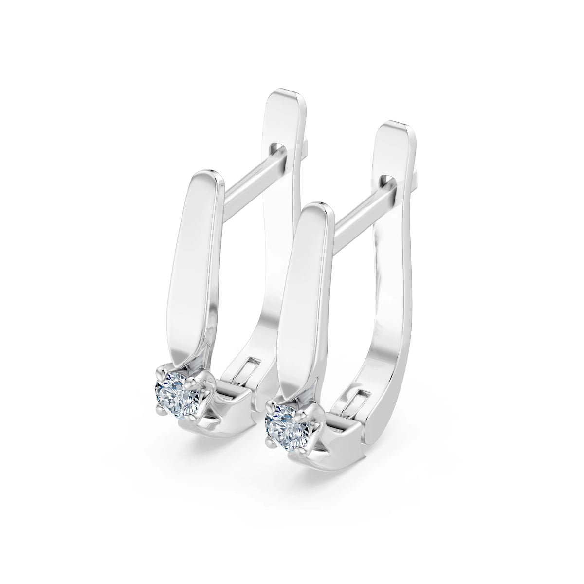 Cercei din Aur cu Diamante, Forma Rotund Briliant, 0,15 CT