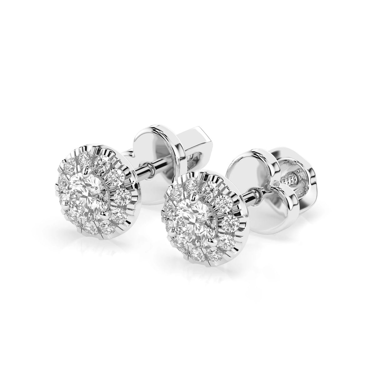 Cercei din Aur cu Diamante, Forma Rotund Briliant, 0,37 CT