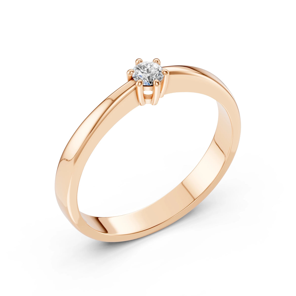Inel de Logodnă Solitaire din Aur, Diamant Rotund Briliant 0,10 CT