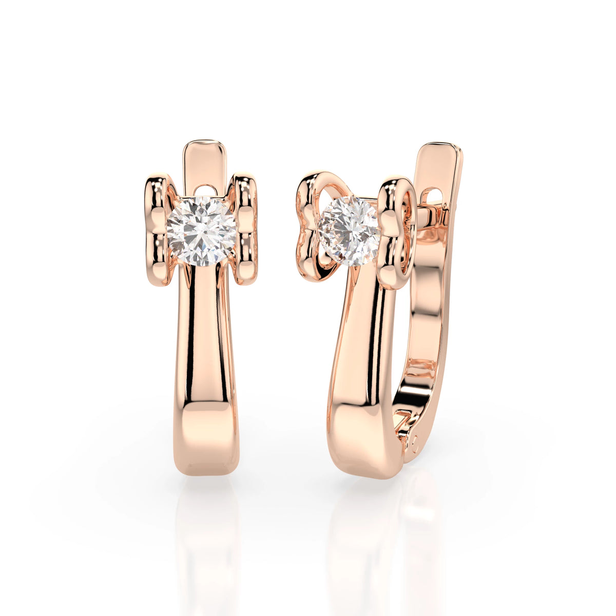 Cercei din Aur cu Diamante, Forma Rotund Briliant, 0,20 CT