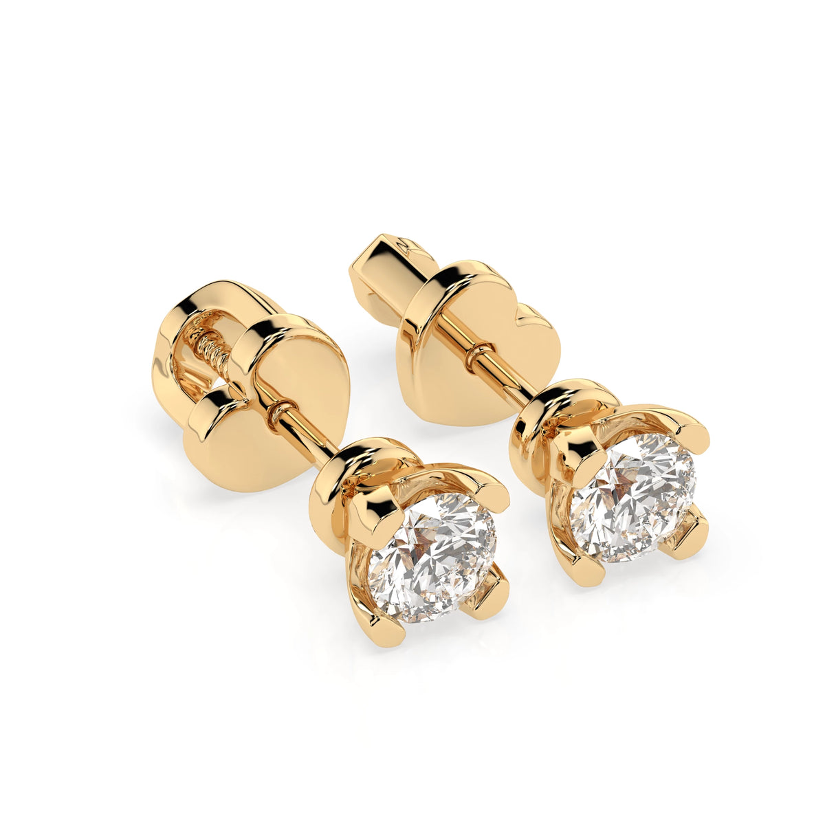Cercei din Aur cu Diamante, Forma Rotund Briliant, 0,60 CT
