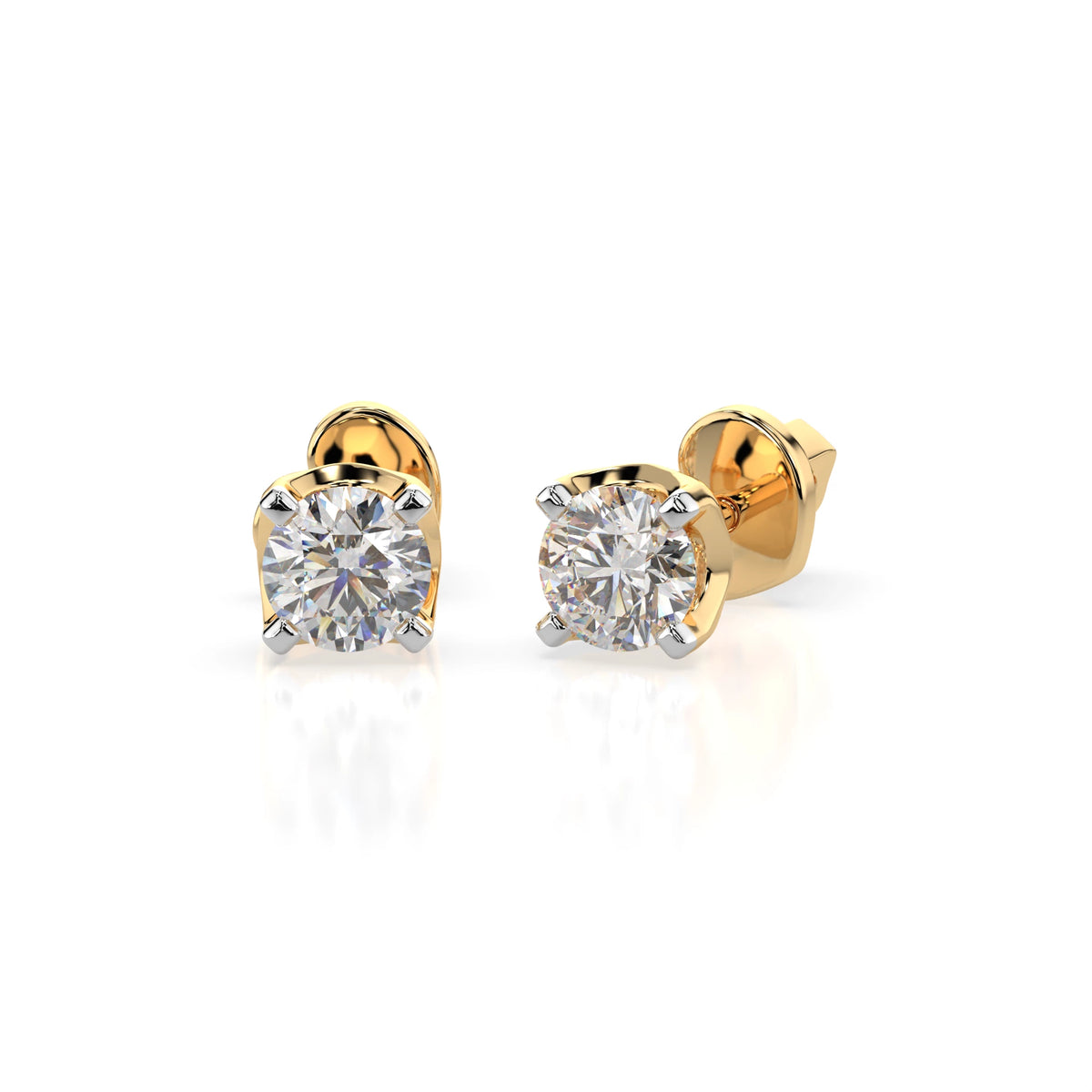 Cercei din Aur cu Diamante, Forma Rotund Briliant, 0,40 CT