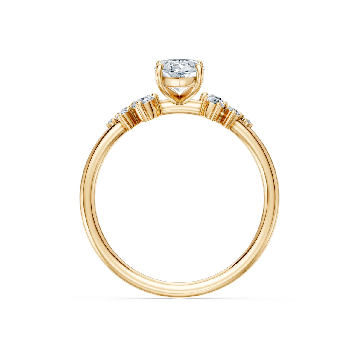 Inel de Logodnă din Aur cu Diamant Central Marquise și Diamante Laterale 1,25 CT