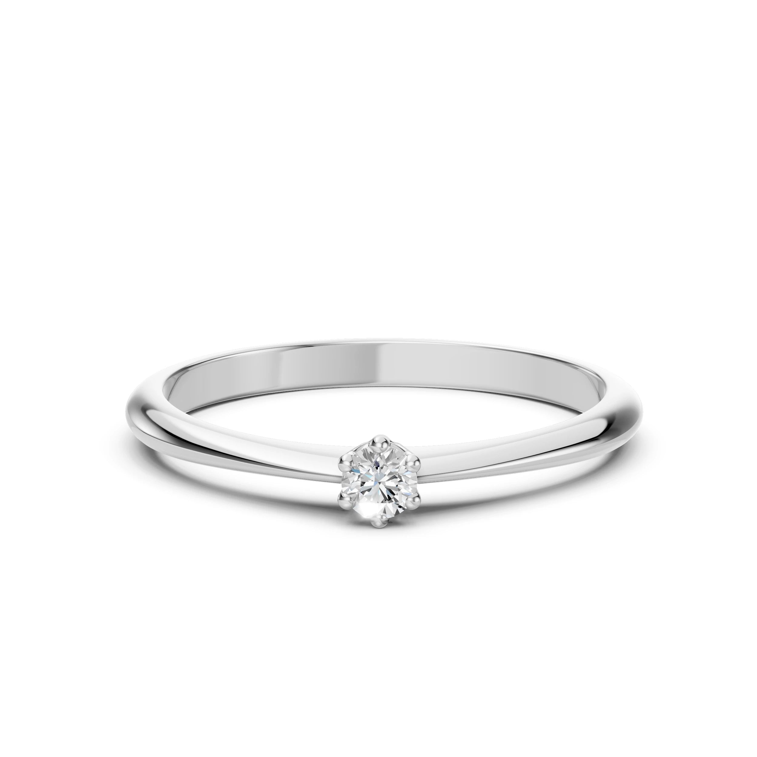 Inel de Logodnă Solitaire din Aur, Diamant Rotund Briliant 0.15 CT
