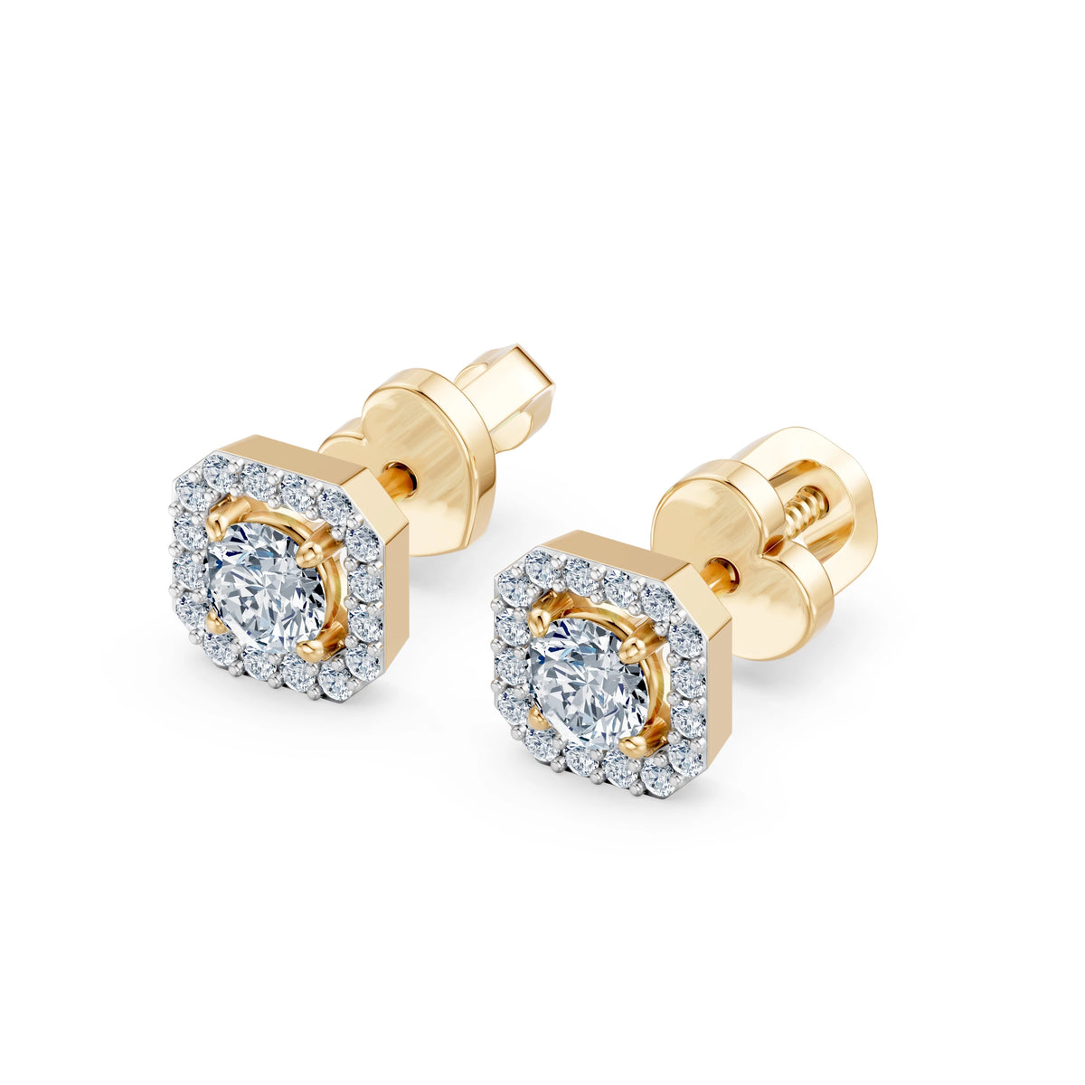 Cercei din Aur cu Diamante, Forma Cushion, 0,59 CT