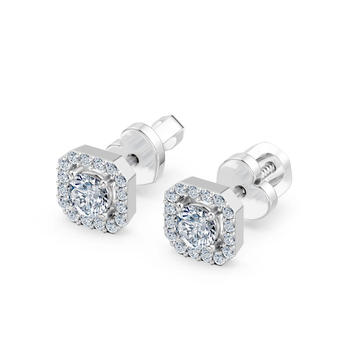 Cercei din Aur cu Diamante, Forma Cushion, 0,59 CT