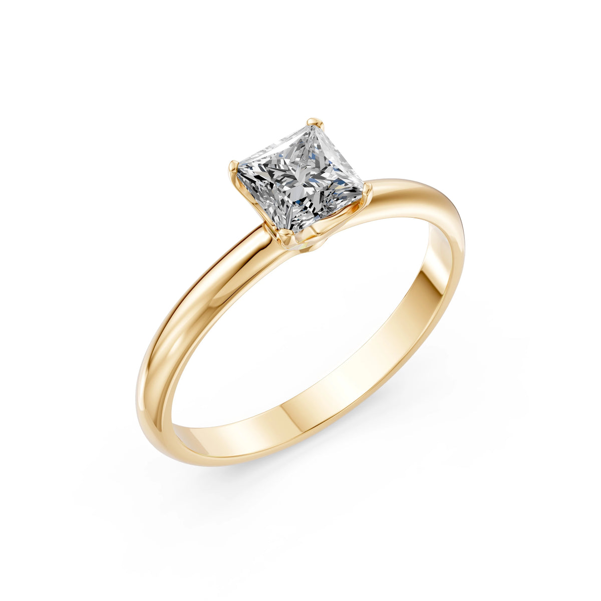 Inel de Logodnă Solitaire din Aur, Diamant Princess 0,50 CT