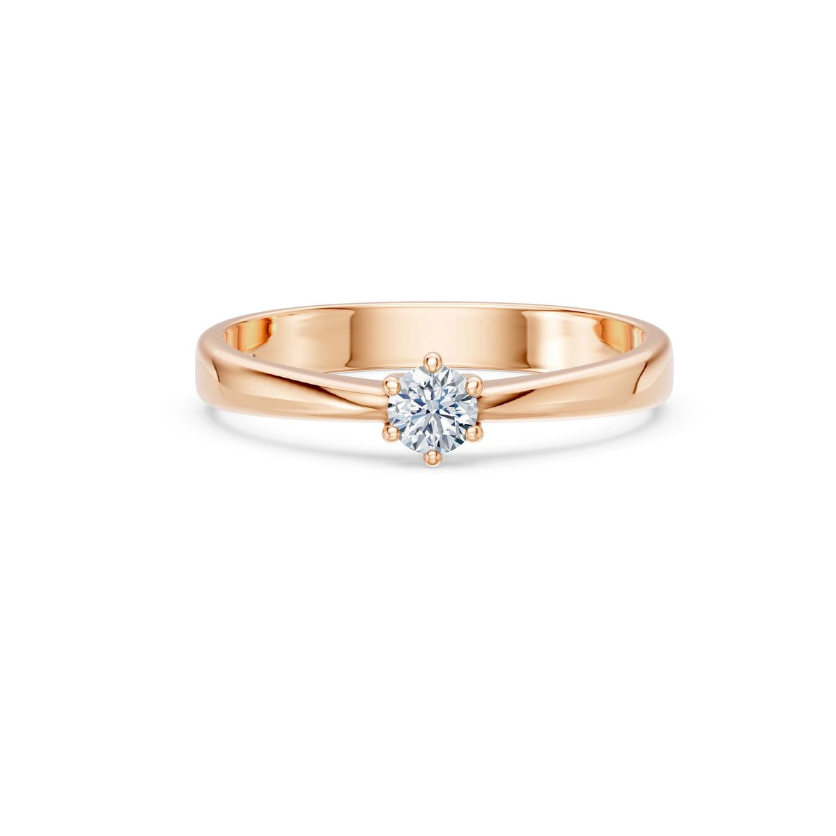 Inel de Logodnă Solitaire din Aur, Diamant Rotund Briliant 0,20 CT