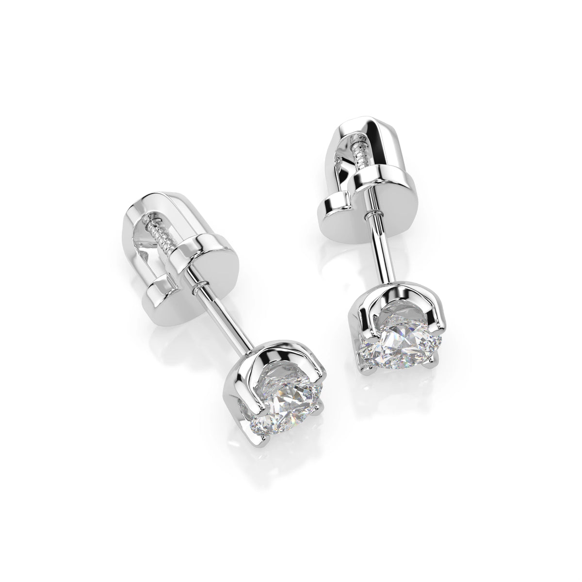Cercei din Aur cu Diamante, Forma Rotund Briliant, 0,40 CT