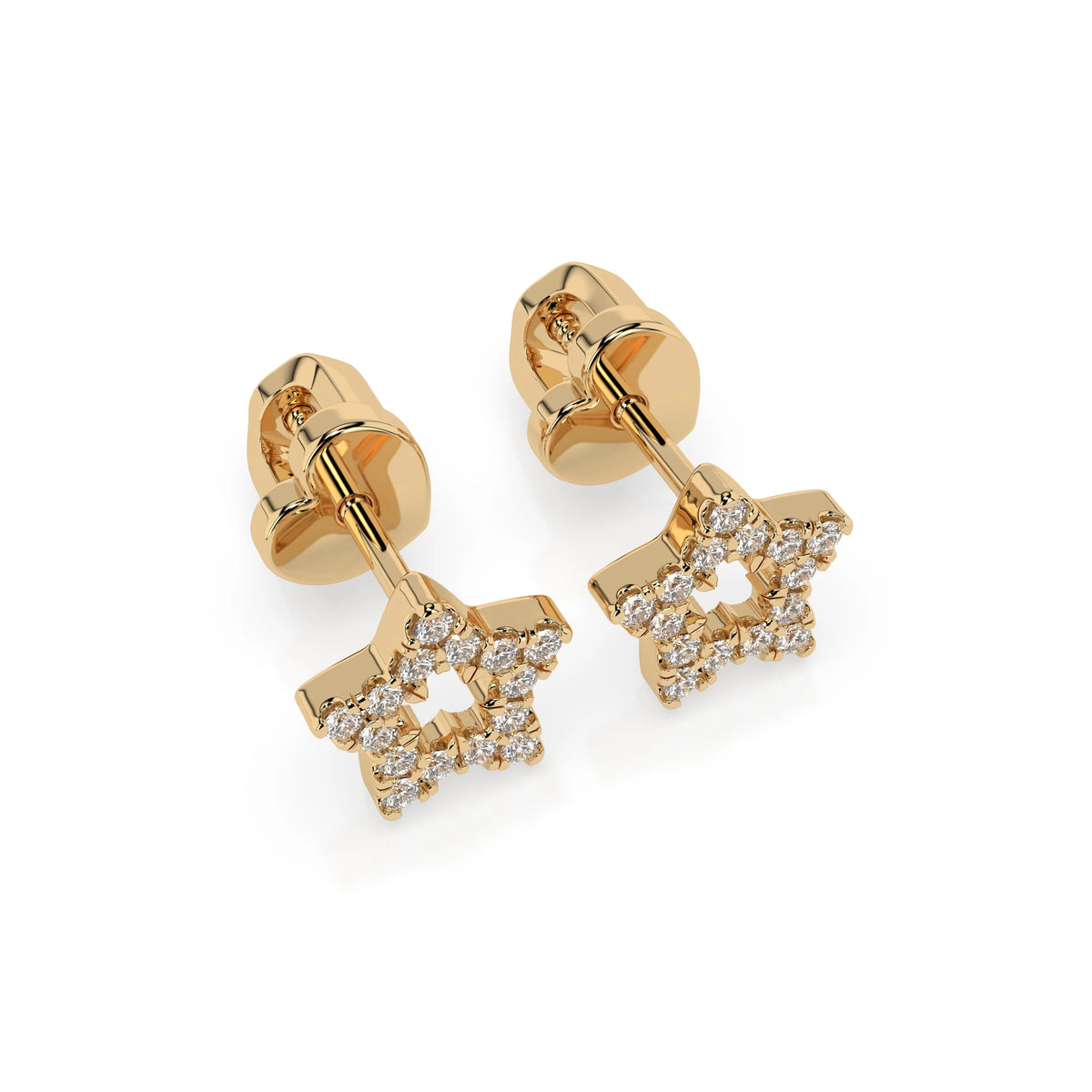 Cercei din Aur cu Diamante, Forma Rotund Briliant, 0,18 CT