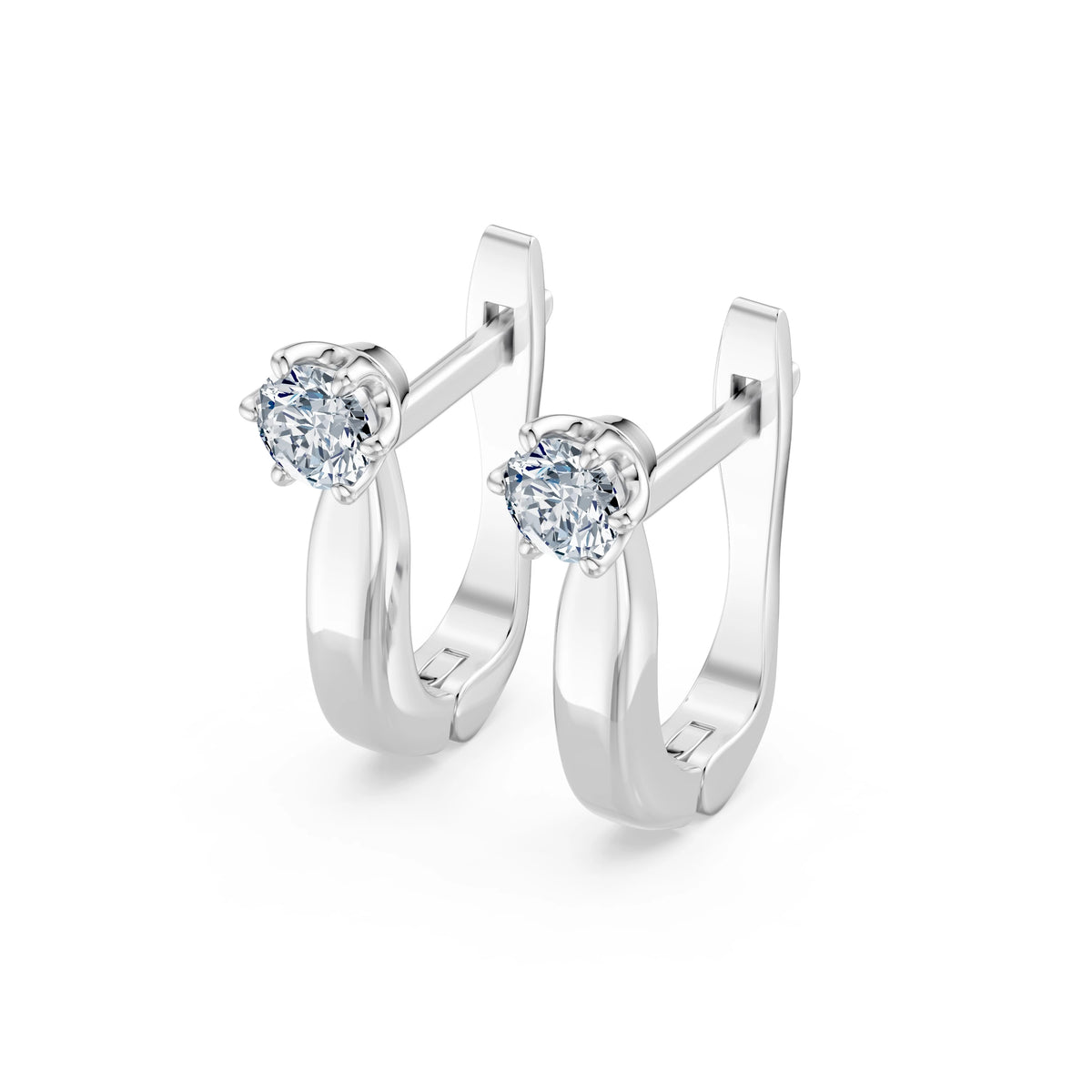Cercei din Aur cu Diamante, Forma Rotund Briliant, 0,50 CT