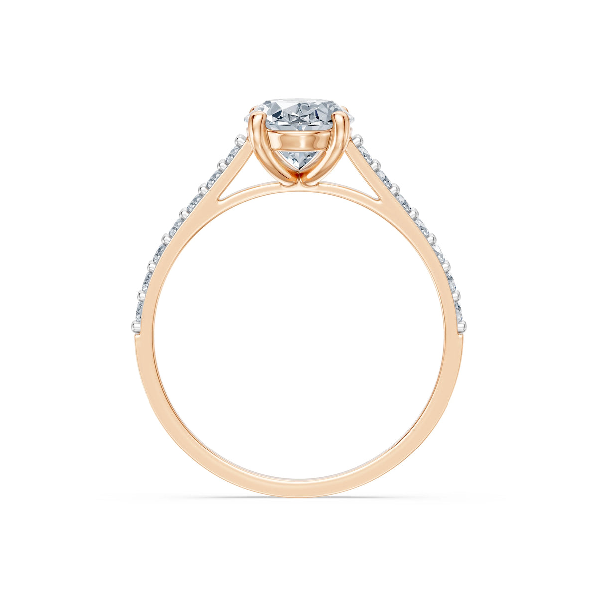 Inel de Logodnă din Aur cu Diamant Central Oval și Diamante Laterale 1,78 CT