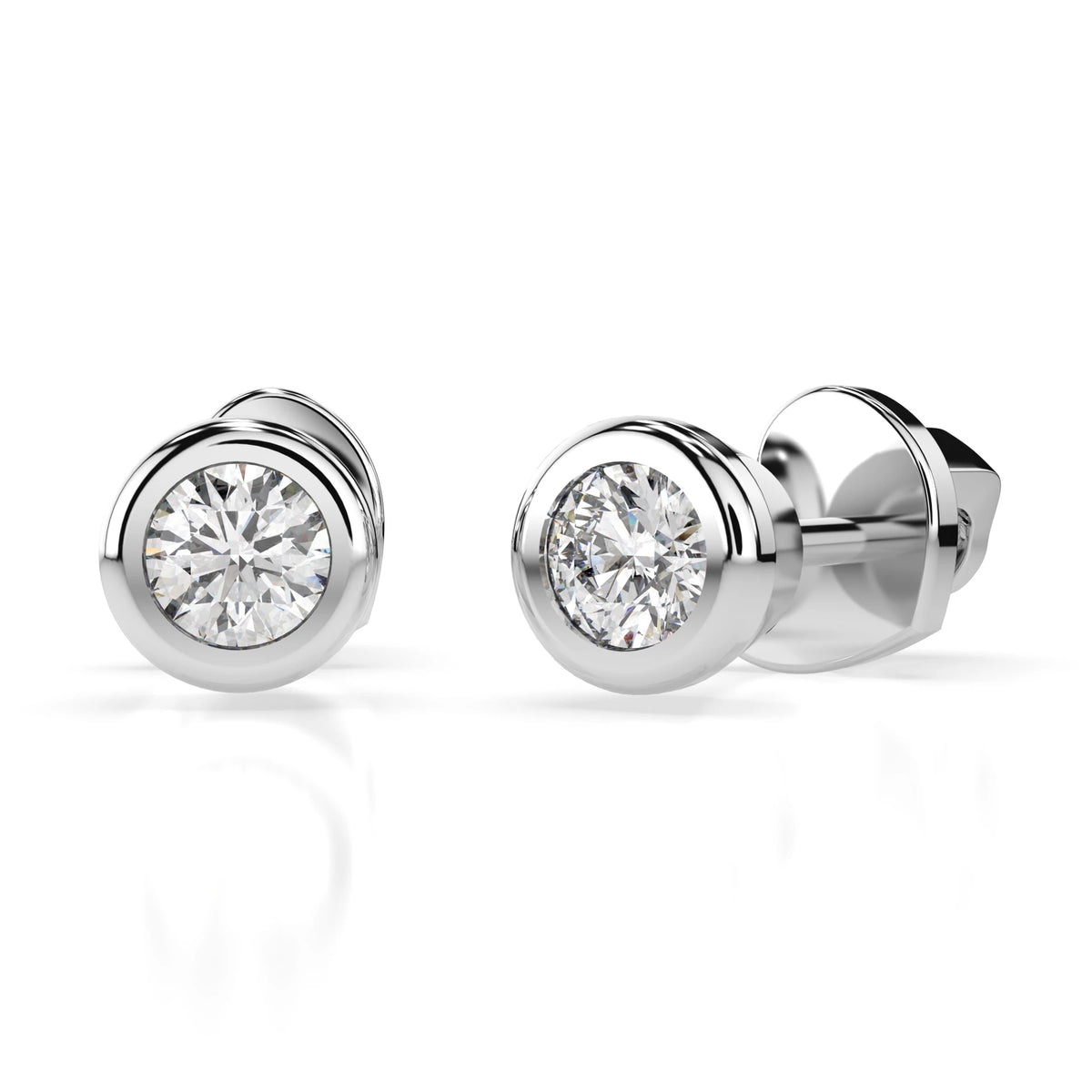 Cercei din Aur cu Diamante, Forma Rotund Briliant, 0,30 CT