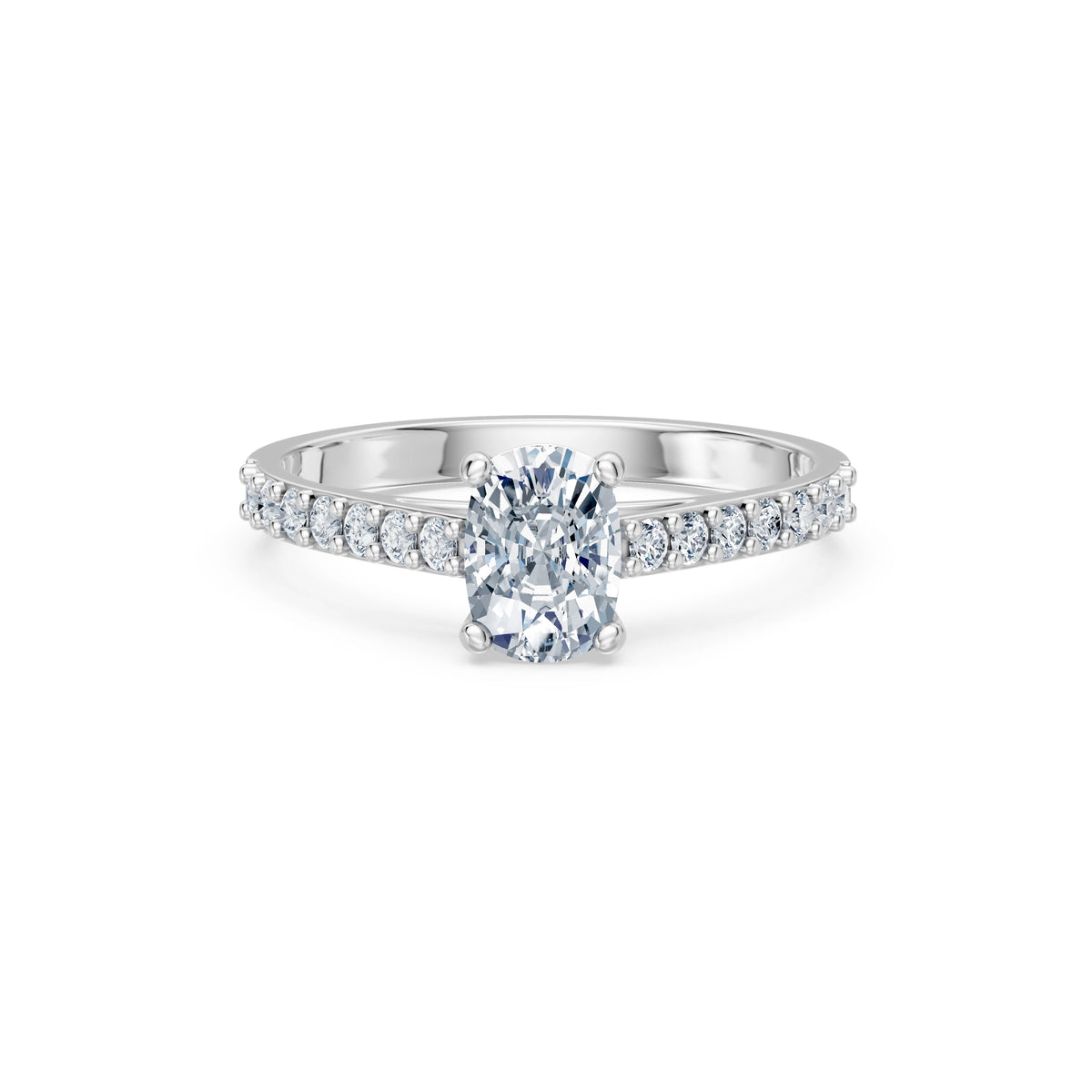 Inel de Logodnă din Aur cu Diamant Central Cushion și Diamante Laterale 1,28 CT