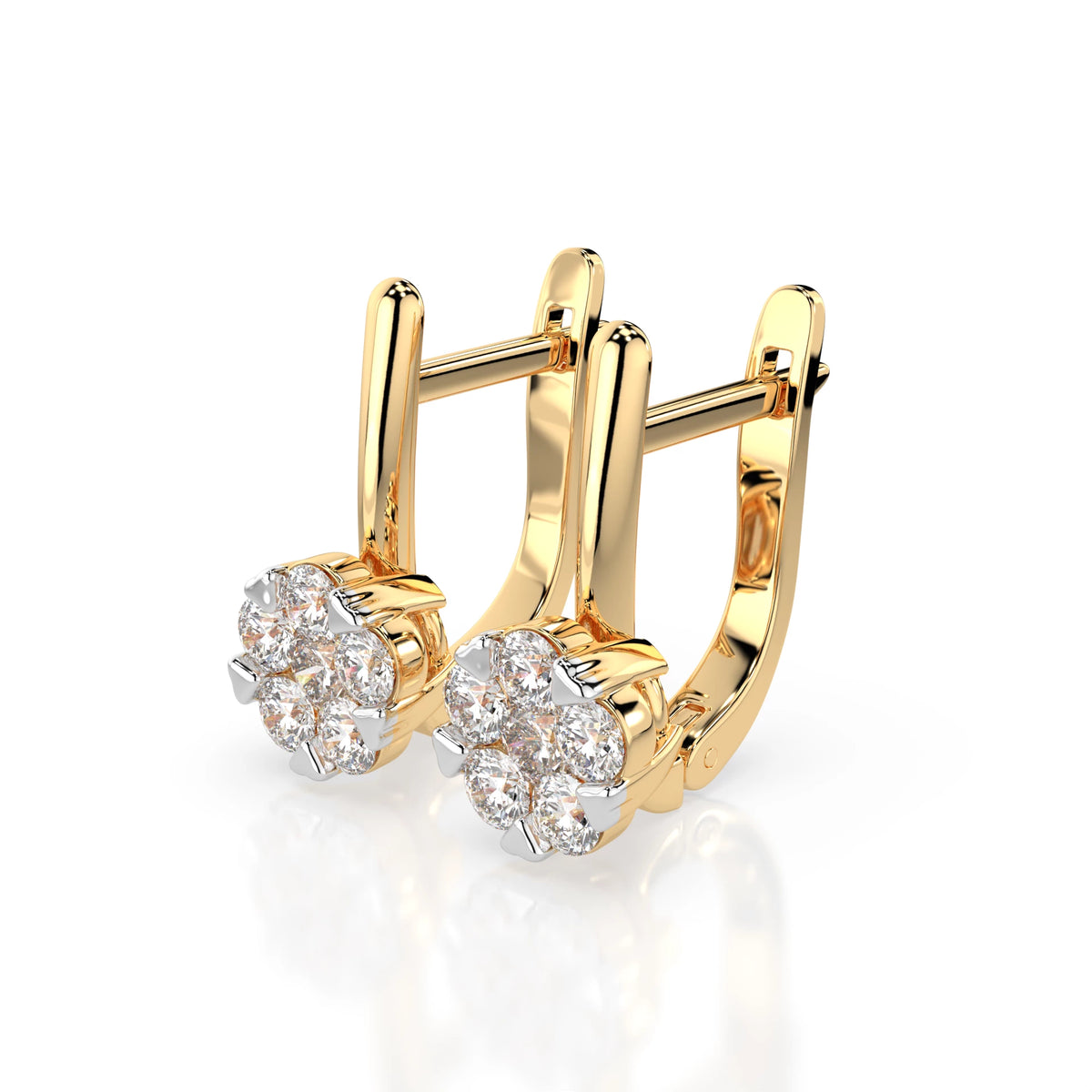 Cercei din Aur cu Diamante, Forma Rotund Briliant, 0,73 CT