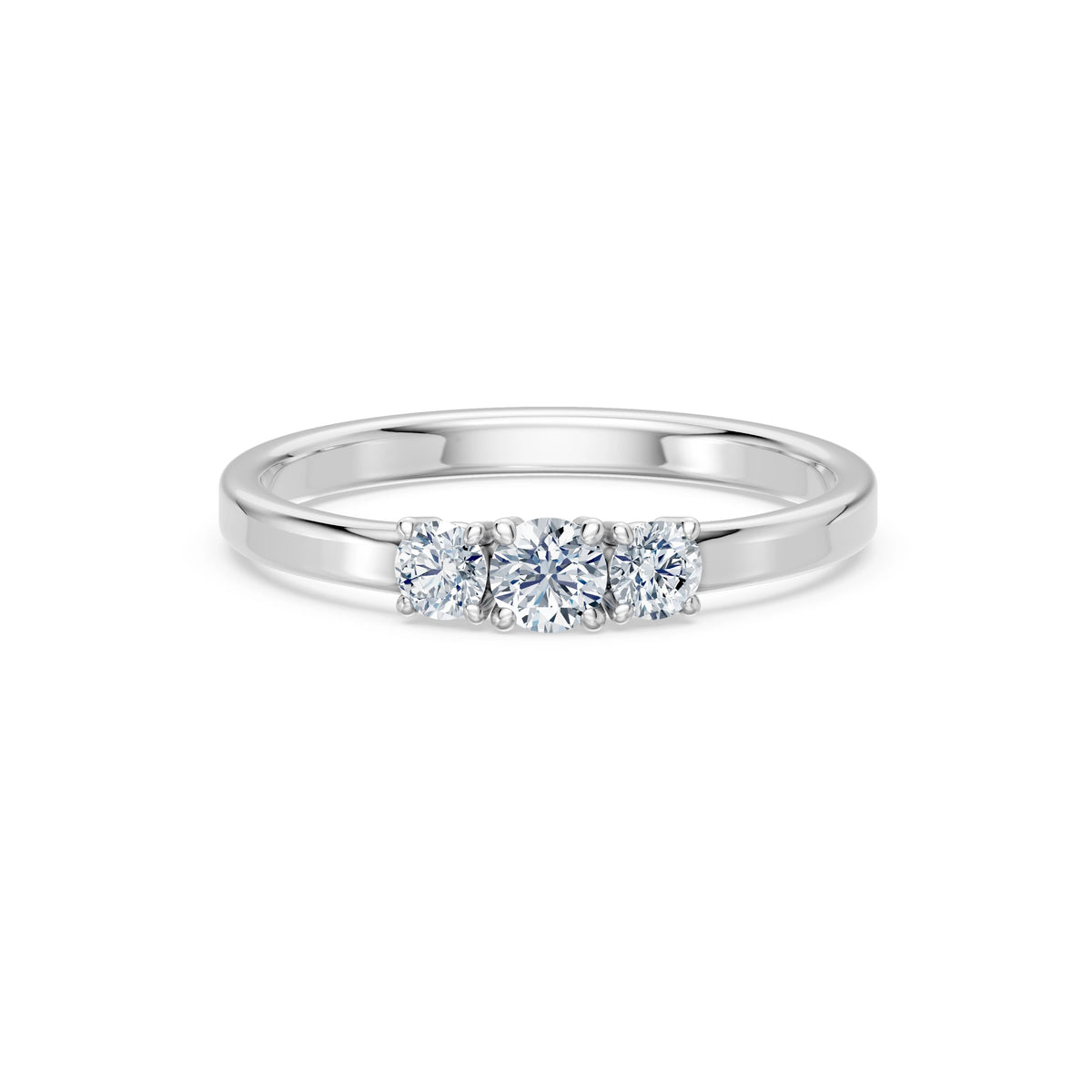 Inel de Logodnă din Aur cu Diamant Central Rotund Briliant și Diamante Laterale 0,33 CT