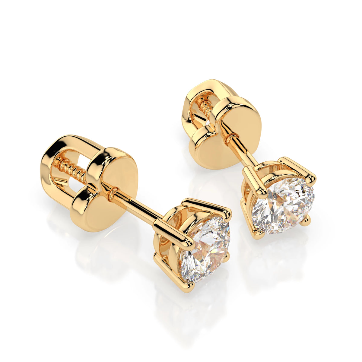 Cercei din Aur cu Diamante, Forma Rotund Briliant, 0,60 CT