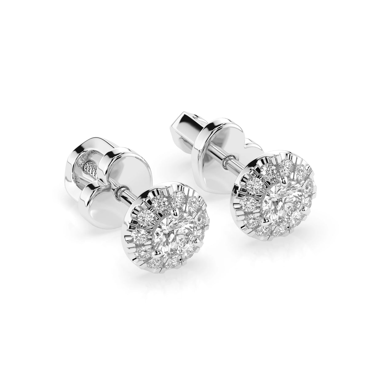 Cercei din Aur cu Diamante, Forma Rotund Briliant, 0,37 CT