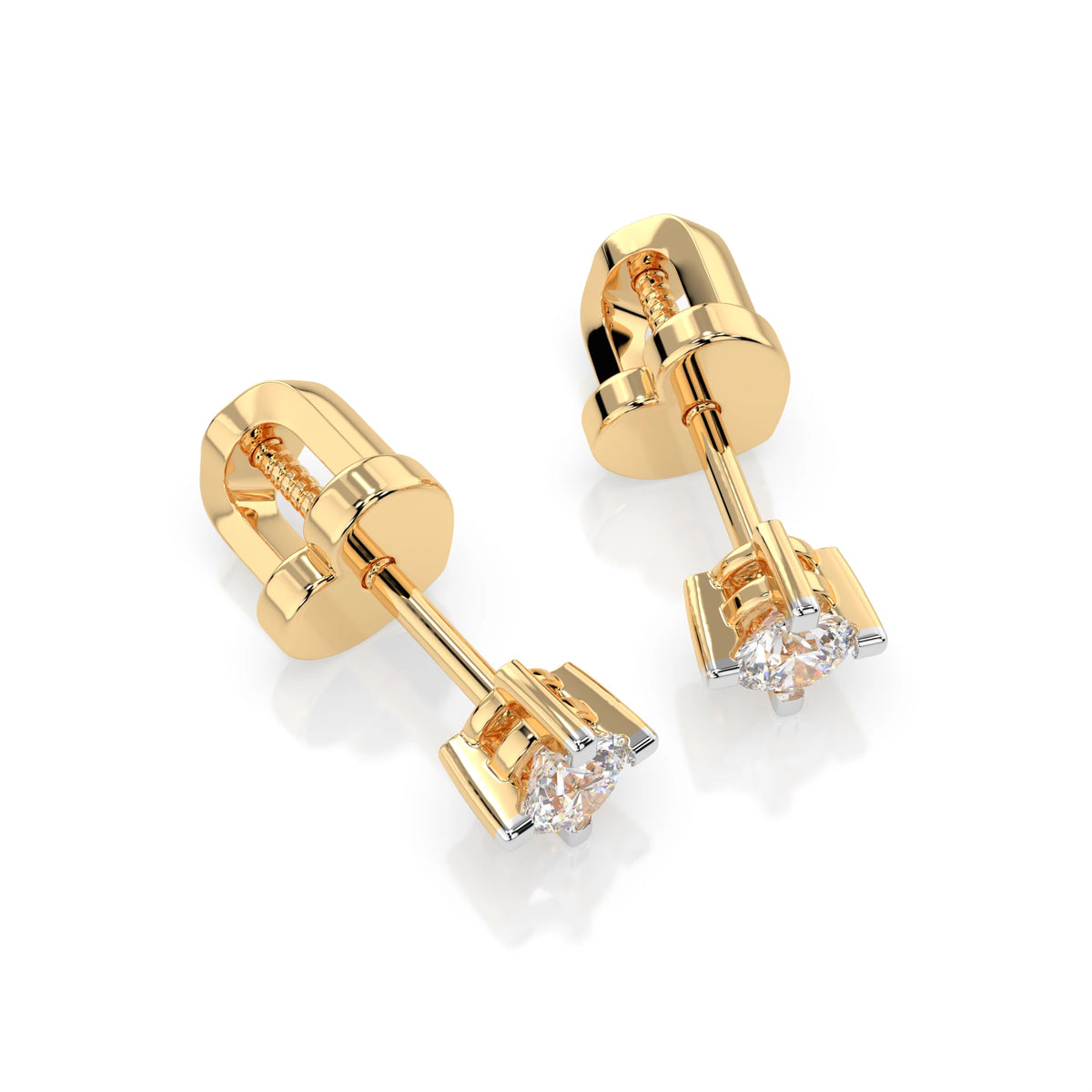 Cercei din Aur cu Diamante, Forma Rotund Briliant, 0,12 CT