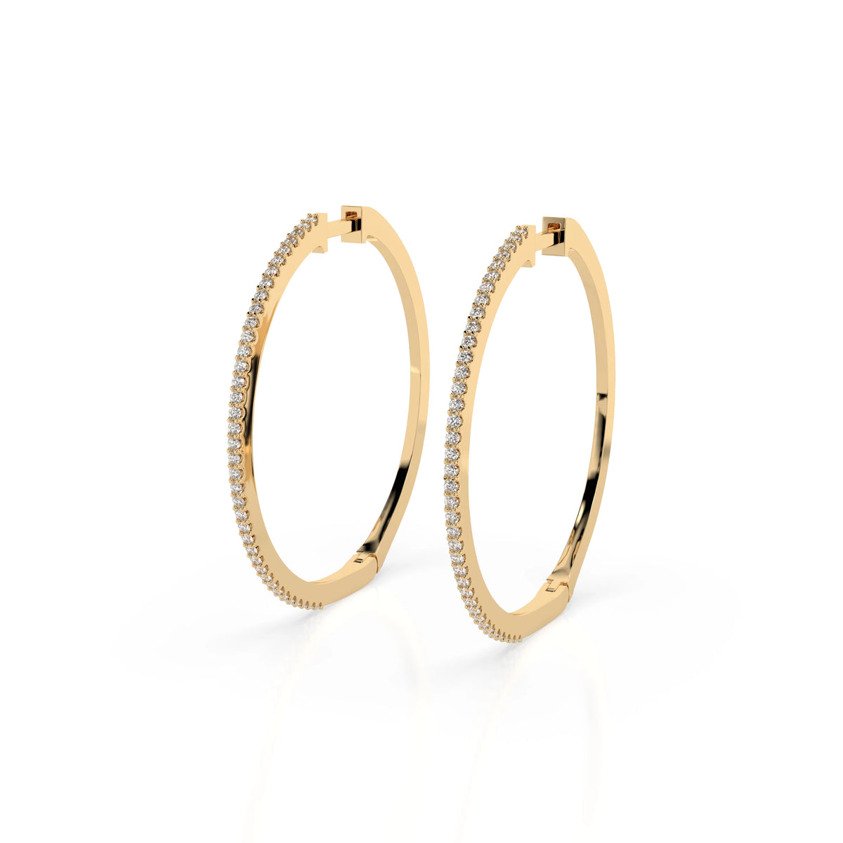 Cercei din Aur cu Diamante, Forma Rotund Briliant, 0,38 CT