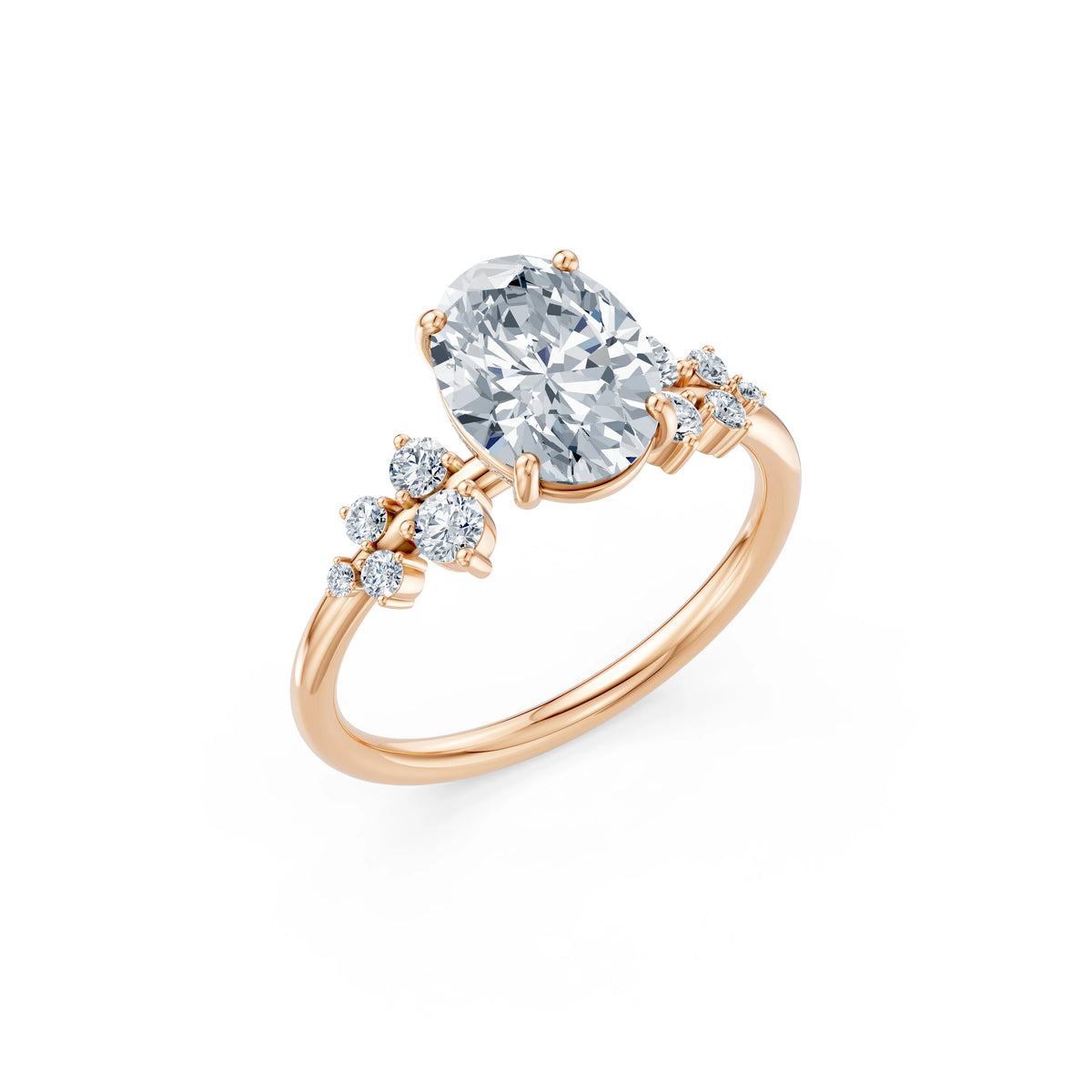 Inel de Logodnă din Aur cu Diamant Central Oval și Diamante Laterale 2,36 CT