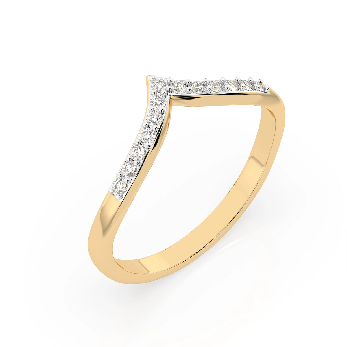 Inel din Aur cu Diamante, Forma Rotund Briliant, 0,13 CT